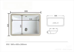 Lavabo de salle de bain rectangulaire en céramique de porcelaine de haute qualité au design moderne avec égouttoir pour la maison, la villa et l'hôtel - Product Image 4