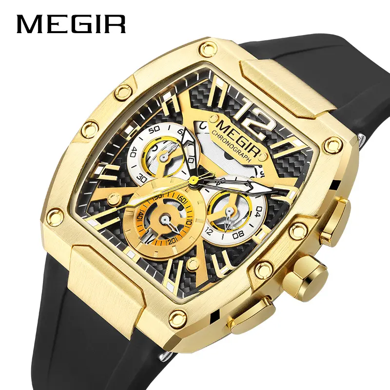 Multi Function Quartz Men Watches Megir 8112 Luxury Man Silicone Strap Hot Design Chronograph Watch For Men