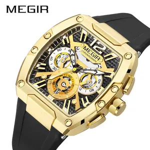 Multi funzione quarzo orologi da uomo Megir 8112 di lusso uomo cinturino in Silicone Design caldo orologio cronografo per gli uomini