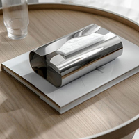 Modèle de boîte à mouchoirs de luxe au design moderne pour salon, en acier inoxydable 304, pour serviettes, décoration de table, livré avec un emballage en boîte en papier