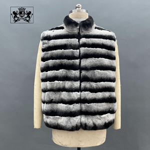 <span class=keywords><strong>Gilet</strong></span> en fourrure de lapin Rex véritable Janefur, veste en fourrure de chinchilla douce, mode unisexe, veste en fourrure de lapin véritable rayée <span class=keywords><strong>noir</strong></span> <span class=keywords><strong>et</strong></span> <span class=keywords><strong>blanc</strong></span> - Product Image 5