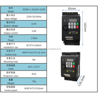 Haute Perpormence VFD VSD convertisseur de fréquence convertisseur moteur à courant alternatif entraînement à fréquence Variable monophasé 220V 1.5kw 50/60hz