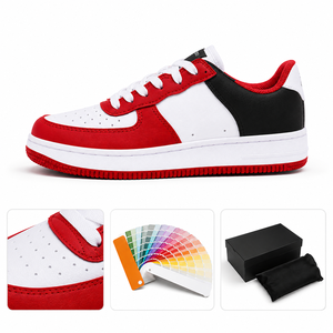 Baskets basses unisexes en cuir PU rouge et blanc, style rétro basketball, chaussures décontractées de marche, semelle en caoutchouc antidérapante, tendance - Product Image 4
