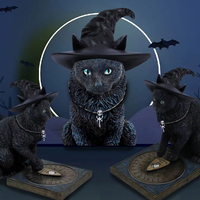 Statue de chat noir en résine, style rétro, horreur, Halloween, sorcellerie, décoration de jardin, extérieur, réaliste, peinte à la main, ISO 9001