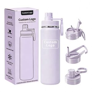 Gourde isotherme à double paroi en acier inoxydable 18/8 sans BPA, 750 ml (24 oz), avec logo personnalisé, large ouverture, pour les voyages - Product Image 1