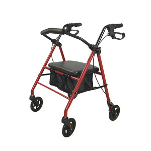 Andador sencillo de cuatro ruedas, plegable, para personas mayores, con asiento y bolsa de almacenamiento. - Product Image 2