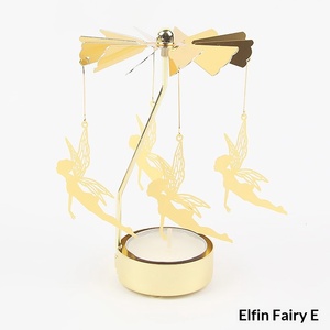 Gold Rotating Carousel Candle Holder Metal Thermal Revolving Windmill Candlestick Creative Wedding Gift Table Decor Ornament - Product Image 1