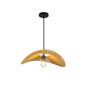 Bamboo Woven Pendant Light Round <b>E26</b> Led <b>Bulb</b> Single Head Chandelier For Living Room Home Decor - Product Image 5