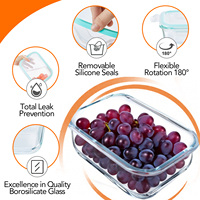 Boîte de conservation alimentaire en verre empilable 8 pièces avec couvercles en silicone, compatible four à micro-ondes, pour l'organisation du réfrigérateur