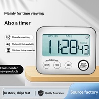 Jam Alarm Digital Modern Minimalis Desain Terbaru, Baterai, Operasi Senyap, Layar Digital Ringkas, Bahan ABS, untuk Meja