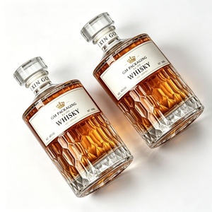 Botellas de Vidrio para Licores de 500 ml con Grabado de Diamantes, Botellas de Cristal para Whisky, Vodka y Brandy - Product Image 3