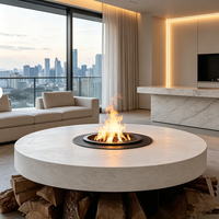 Table basse cheminée bioéthanol contemporaine haut de gamme à flamme naturelle pour espaces résidentiels intérieurs haut de gamme
