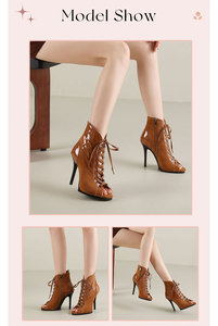 Eleganti <span class=keywords><strong>Stivali</strong></span> da Ballo Latino per Donne, Design Alla Moda con Cinturino a Fibbia e Lacci, Comode Scarpe da Ballo da Sala con <span class=keywords><strong>Tacco</strong></span> Alto - Product Image 6