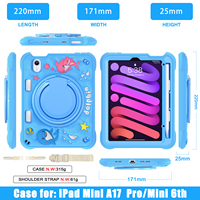 Étui portable antichoc pour tablette 2026 pour iPad Mini 7 Mini 6, coque mignonne avec support rotatif à 360°