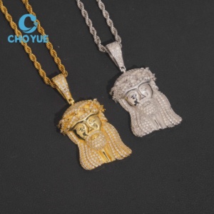 Colgantes Religiosos de Jesús de Plata de Ley 925 de Alta Calidad, Colección Hip Hop, Joyería Unisex con Incrustaciones de Diamantes, Certificado GRA - Product Image 1