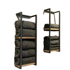Luxury Double-Tiered Folding Metal Towel Rack Standing Type Wall-Mounted Multifunction Bathroom Blanket Storage <b>Shelf</b> - Product Image 4