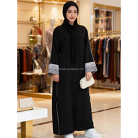 Robe Abaya Musiim pour femmes, robe à manches longues, deux couleurs avec broderie sur les manches, Moyen-Orient