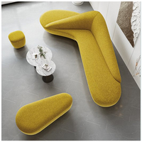 Unregelmäßiges Gebogenes L-förmiges Modulares Stoffsofa, Frei Kombinierbares Lounge-Set, Großhandel Maßanfertigung OEM für Hotel-Lobby Gewerbe