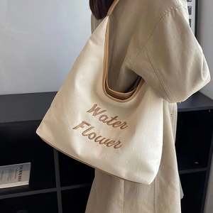 Customizable Letter Pattern Large Capacity 30X40cm 10Oz-14Oz <b>Thickness</b> Cotton Canvas Tote Bag With <b>Rope</b> Handle OEM/ODM - Product Image 4