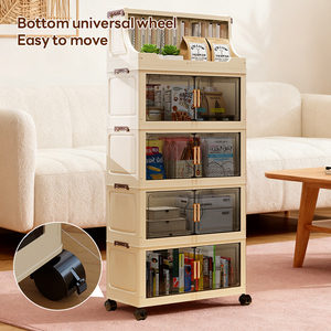 Meuble de rangement pliable <span class=keywords><strong>à</strong></span> 5 niveaux en PP de 46 cm avec tiroirs, empilable, sur roulettes, pour cuisine ou bureau - Product Image 4