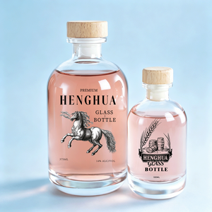 Bouteille en verre vide avec bouchon en bois pour <span class=keywords><strong>gin</strong></span>, rhum, whisky, spiritueux, vodka, brandy – formats 10cl, 25cl, 50cl, 100ml, 250ml, 375ml, 500ml - Product Image 2