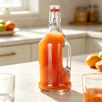 Bouteille en verre à ouverture pivotante avec poignée latérale pour la fabrication artisanale de kombucha et de cidre, 250 ml, 350 ml, 500 ml