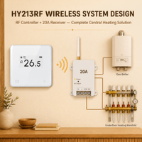 Termostato Inalámbrico Digital WiFi HY213RF con Control Tuya, Sistema de Calefacción Central con Ahorro de Energía, para Suelo Radiante, con Receptor, Compatible con Smart Life