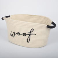 Panier de rangement flexible en corde de coton tressée, blanc moderne, avec doubles poignées