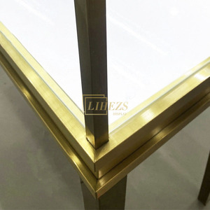 Modis Stainless Steel toko perhiasan furnitur lampu LED berlian pajangan perhiasan konter dengan kaca kayu Showcase - Product Image 4