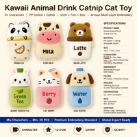 Mainan Kucing Panda Catnip Plush Berbentuk Cangkir Minuman, Diisi dengan Catnip Alami untuk Kucing Indoor, Permainan Interaktif