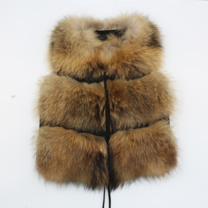 <span class=keywords><strong>Gilet</strong></span> in Pelliccia di Procione <span class=keywords><strong>Marrone</strong></span> di Lusso per <span class=keywords><strong>Donna</strong></span>, Abbigliamento Esterno Primavera-Autunno - Product Image 5