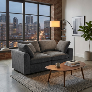 Sofá Loveseat Moderno en Forma de U de 72.8 Pulgadas, Sofá de Tela Suave con Estructura de Madera Maciza y Almohada - Product Image 3
