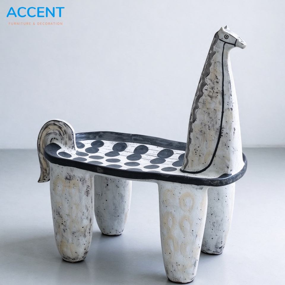 Hand Painted Horse Shape FRP Accent Chair for Kids Space Gallery Theme ...