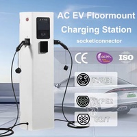 Estación de Carga para Vehículos Eléctricos de 14kW, 22kW, 44kW, de Pie, con Certificación MID y Eichrecht, Tipo 2, Doble Conector, para Estacionamiento Público