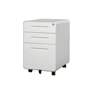 Round Corner Office Cabinet Wholesale Office Furniture 3 Drawers Movable Storage Cabinet Steel Metal Filling Storage Cabinet