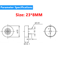 Haut-parleur micro-cavité 23x8mm 2308 8 Ohms 0,5W avec boîtier plastique personnalisé OEM et installation par broches PCB pour produits intelligents, certifié CE