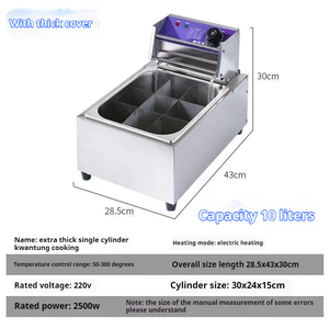 उपलब्ध स्टॉक 10l * 2 बड़े एकल सिलेंडर वाणिज्यिक इलेक्ट्रिक डबल टैंक डीप फ्रायर इलेक्ट्रिक काउंटरटॉप फ्रायर इलेक्ट्रिक काउंटरटॉप फ्रायर