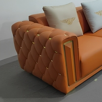 Ensemble de canapés d'angle en cuir véritable orange de style européen moderne - Canapé de salon de style européen moderne pour hôtel