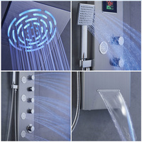 SUS304 Panneau de douche épaissi de haute qualité Système de douche Salle de bain Acier inoxydable LED Cascade Colonne de douche murale