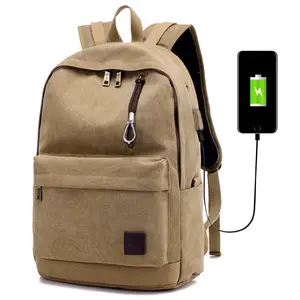 2023 new backpack men's and women's canvas charging backpack usb computer bag middle and high school college students backpack