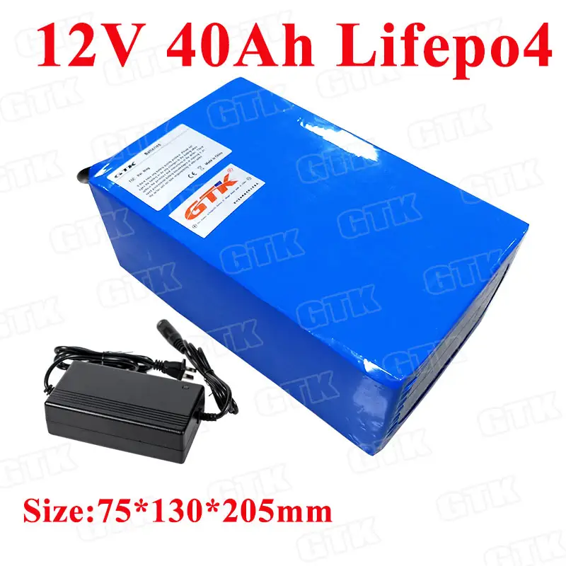 Bộ Pin Lithium GTK Lifepo4 12V 40Ah BMS Tích Hợp 12.8V Cho Máy Phun Sương Xe Máy + Sạc 5A