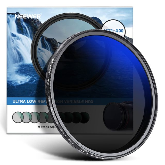 NEEWER 58mm MRC Variable ND Filter ND2-ND400 Adjustable Variable Neutral Density ND Filter