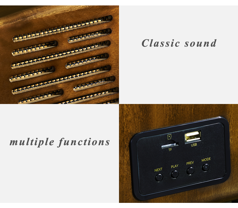 Classic design type portable vintage retro wooden FM radio with high quality