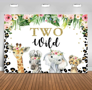 Fondo de Pantalla con Diseño de Animales de la Selva para Niñas, Decoración Floral con <span class=keywords><strong>Leopardo</strong></span>, Papel Tapiz para Cumpleaños, Mural de Pared - Product Image 1