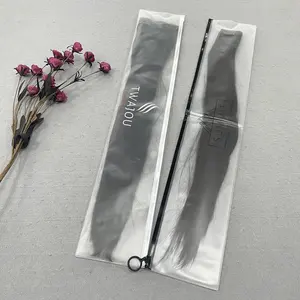 Custom Logo Transparent clear Hair Extension Wig Hair Plastic PVC Zipper Zip Lock Ziplock Packaging Bag Containers For Hair