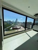 Ventana Corredera Panorámica de Aluminio con Marco Negro Moderno, Venta al Por Mayor de Fábrica, para Balcón Exterior de Apartamentos de Gran Altura