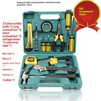 Ensemble d'outils de quincaillerie ménagers de 16 pièces, boîte à outils de réparation multifonctionnelle, kit d'outils électriques pour la maison et la voiture