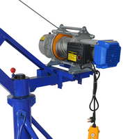 Mini-grue électrique robuste à 360 degrés pour équipement de construction, capacité 500 kg, hauteur de levage 2,2 m, utilisation extérieure, garantie 1 an