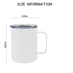 Al Por Mayor, Tazas Blancas de Acero Inoxidable de Doble Pared, Aisladas al Vacío, de 12 oz, <span class=keywords><strong>para</strong></span> Viajes, Café, Campamento, <span class=keywords><strong>para</strong></span> <span class=keywords><strong>Sublimar</strong></span>, con Asa - Product Image 2