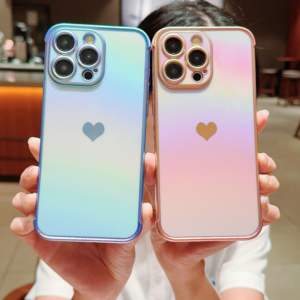 Glitter gradiente Laser placcato amore cuore custodia per telefono per <span class=keywords><strong>iPhone</strong></span> 16 15 14 13 12 <span class=keywords><strong>11</strong></span> <span class=keywords><strong>Pro</strong></span> Max 16Plus <span class=keywords><strong>Cover</strong></span> protettiva per <span class=keywords><strong>fotocamera</strong></span> - Product Image 5